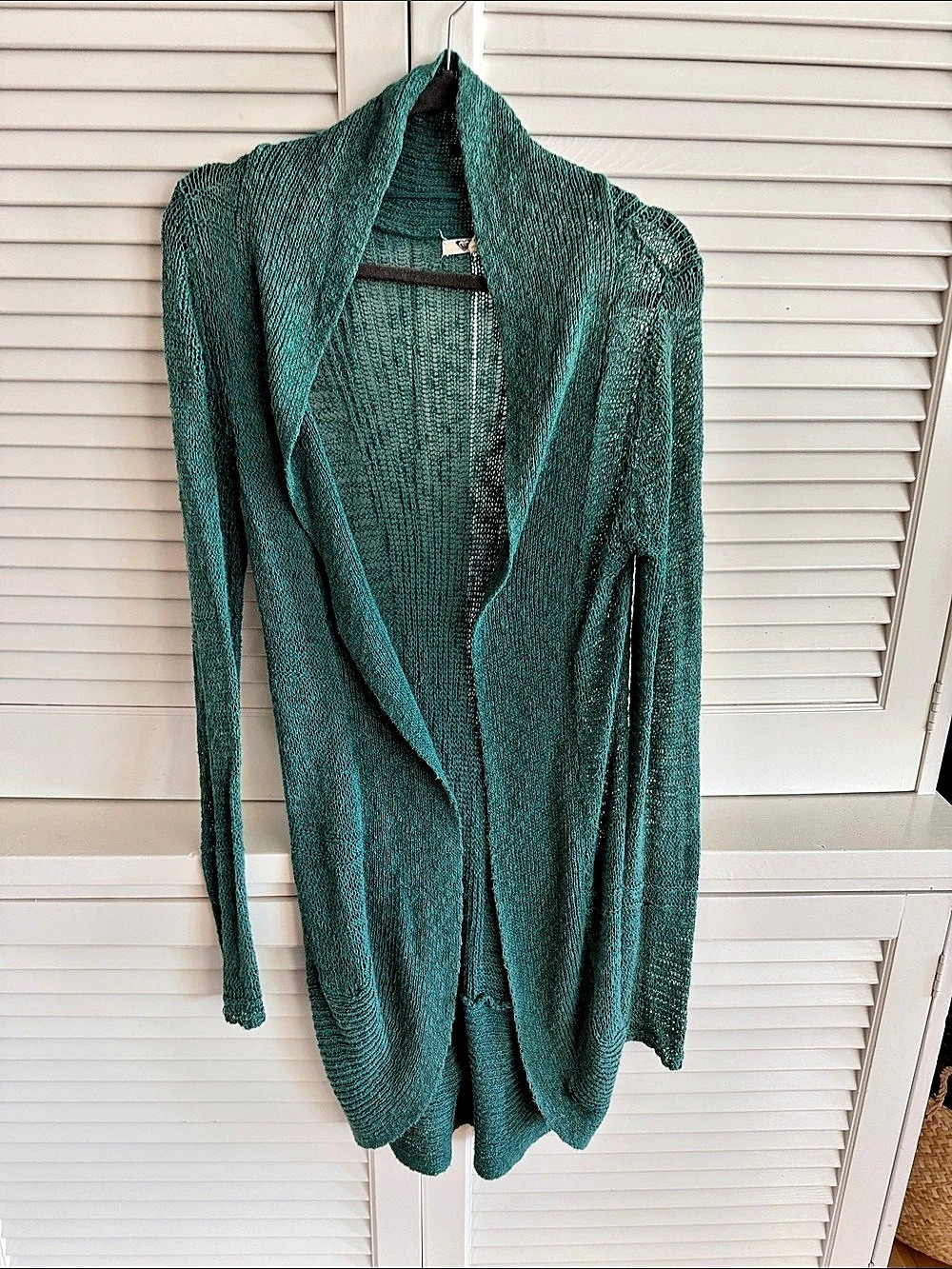 Roxy Open Front Knit Cardigan in Green Size Small NWT